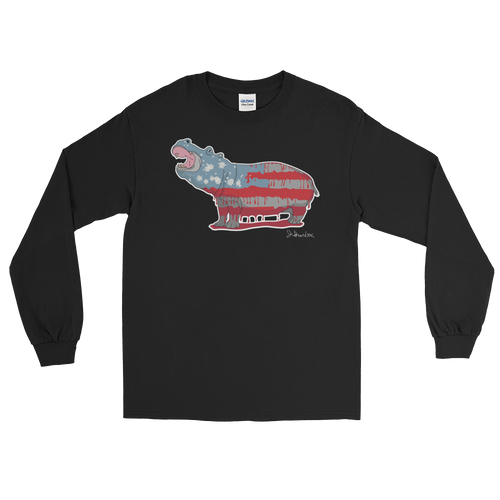 White Hippo Americana - Long Sleeve T-Shirt