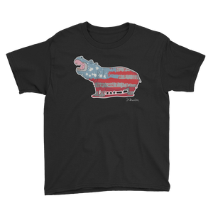 White Hippo Americana- Youth Short Sleeve T-Shirt