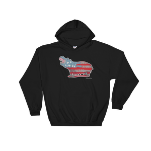 White Hippo Americana- Hooded Sweatshirt