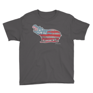 White Hippo Americana- Youth Short Sleeve T-Shirt